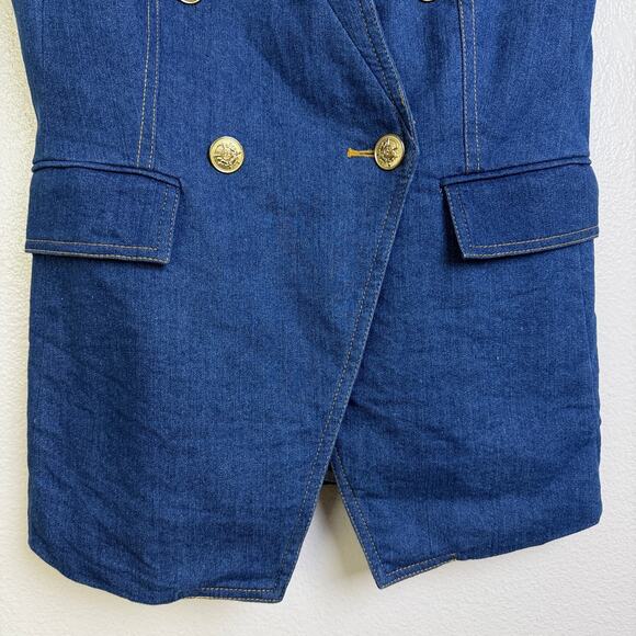 Jason Wu Denim Vest Jacket Womens Small Blue Button Up Gold Casual Cotton - Picture 5 of 12